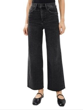 Daze Denim Pleaser Black High-Waist Wide Ankle Jeans-NWT